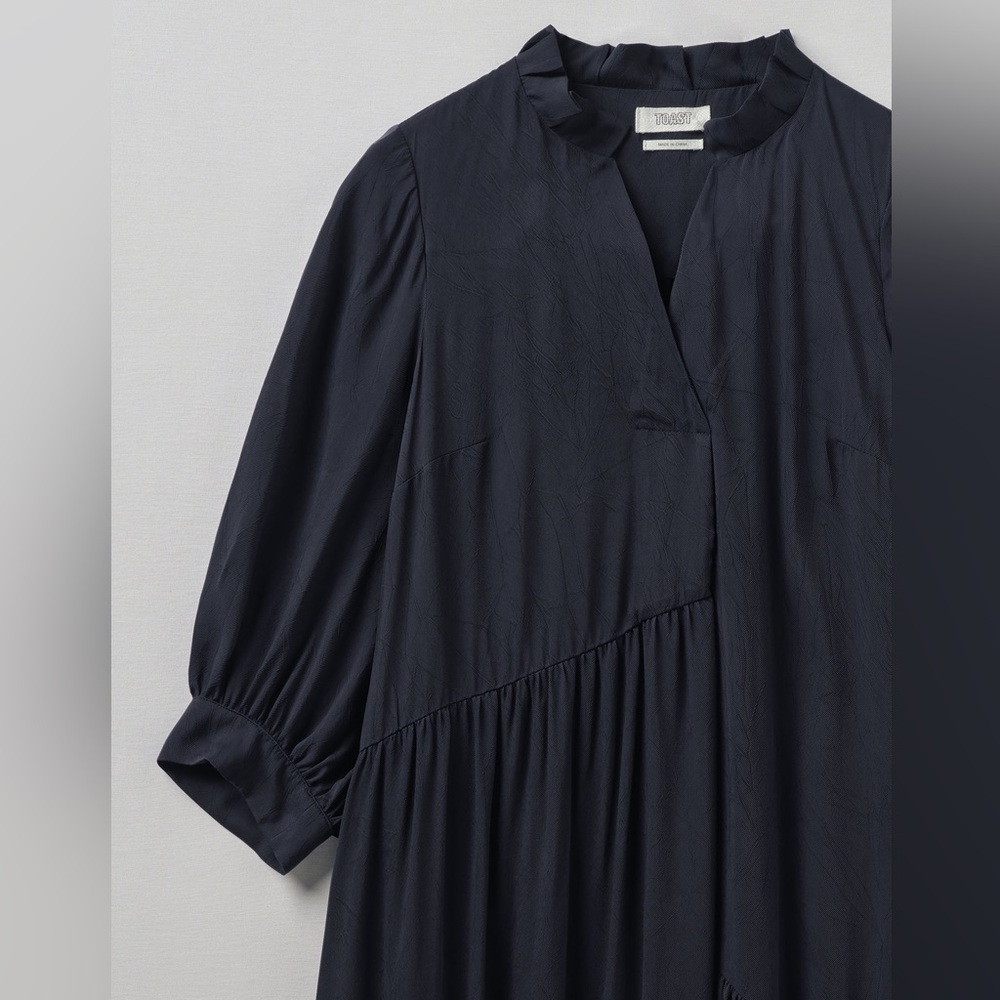 TOAST UK Tiered Crinkle Dress | Midnight Black